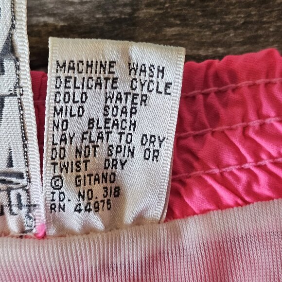 80s Mens Neon Pink Swim Trunks REALLY SHORT Liner Stretched Sz L 36 to 41" Waist - Picture 7 of 8